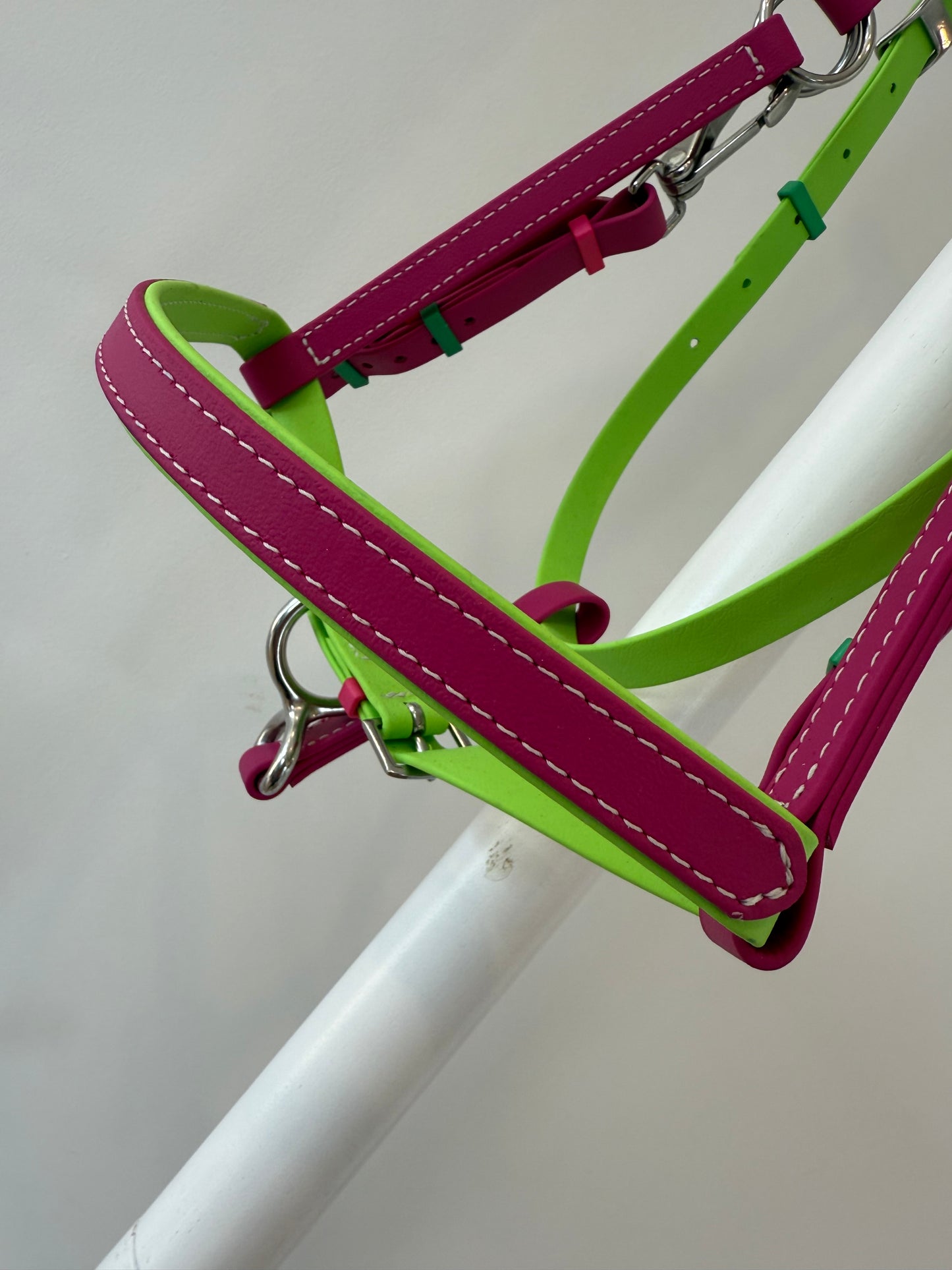 LS Enduro Bridle - Magenta & Apple Green