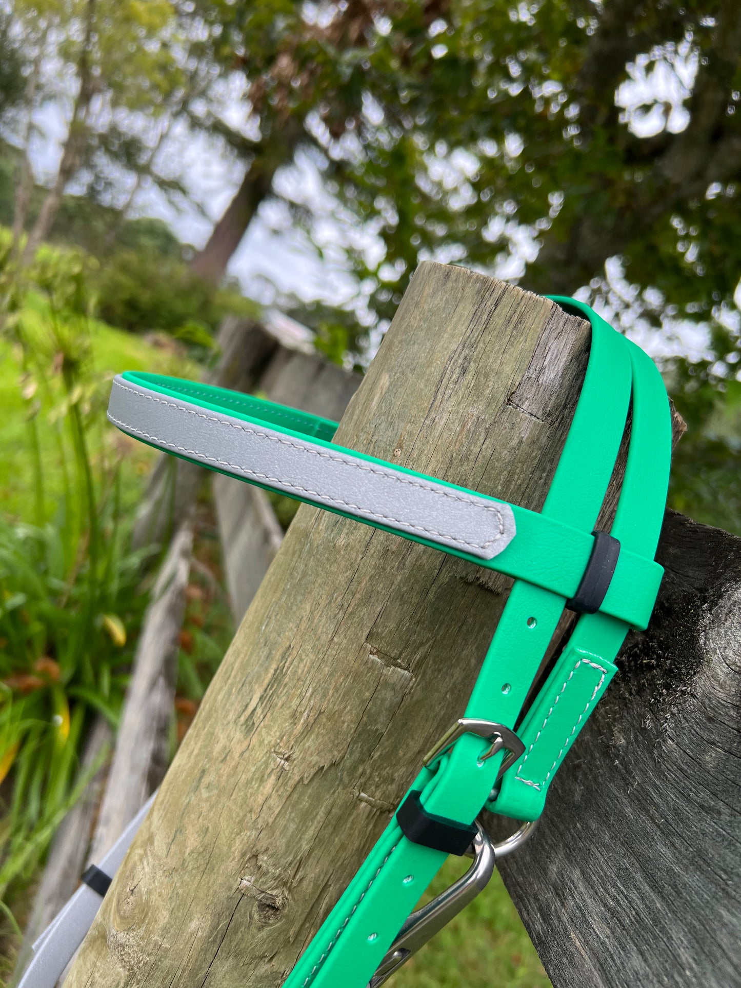 Race Bridle - Emerald Green & Silver