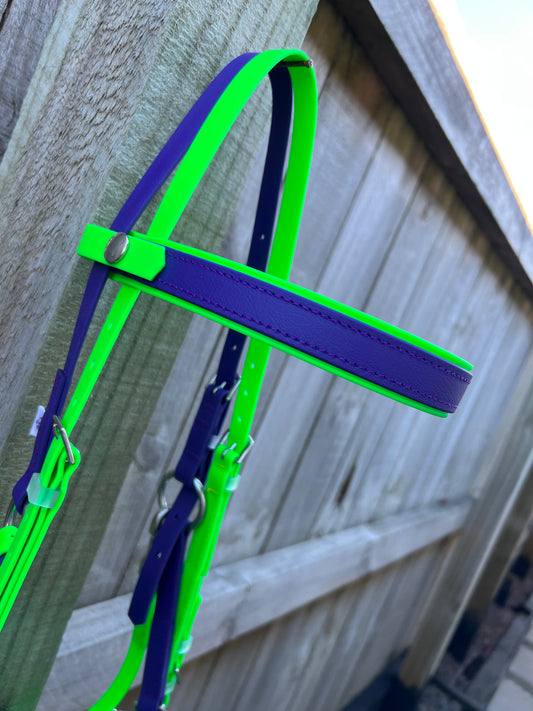 LS Deux Bridle - Fluro Green & Purple
