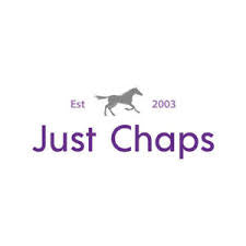 Logo of "LS Equestrian" featuring the text "Just Chaps - Cool" in purple, accompanied by a sleek silhouette of a horse above. The design is flanked by "Est 2003," capturing the spirit of riding holidays and seamlessly merging tradition with faux suede elegance.