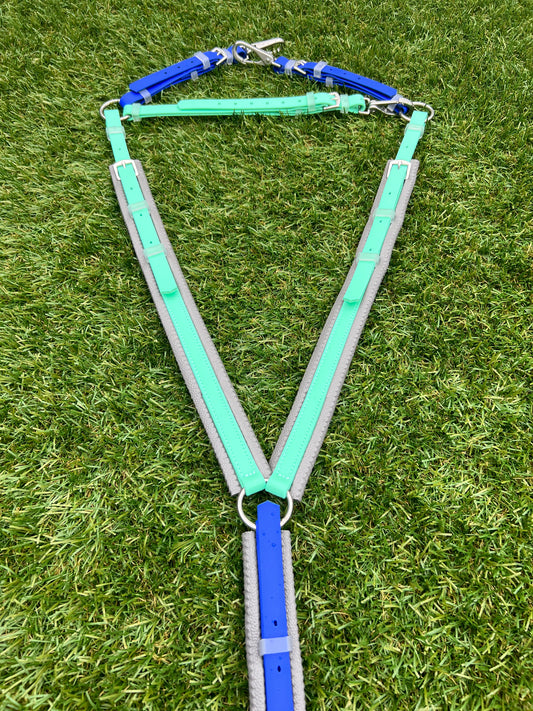 Padded Breastplate - Seafoam, Royal Blue