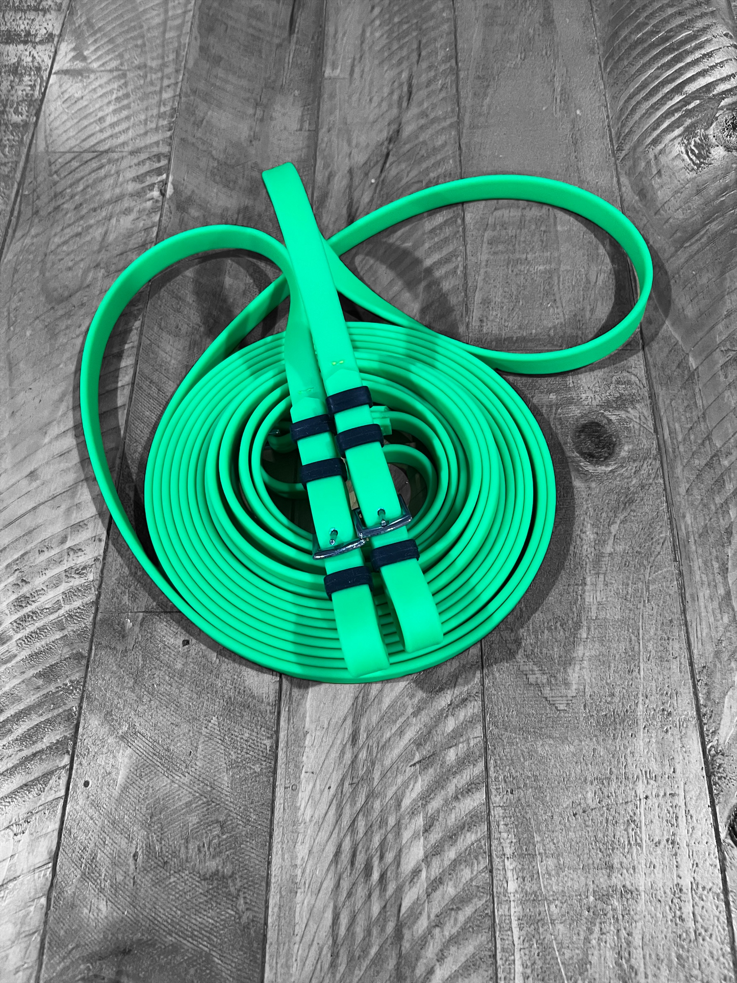 Riendas de conducción - BioThane súper pesado completo - Verde brillante