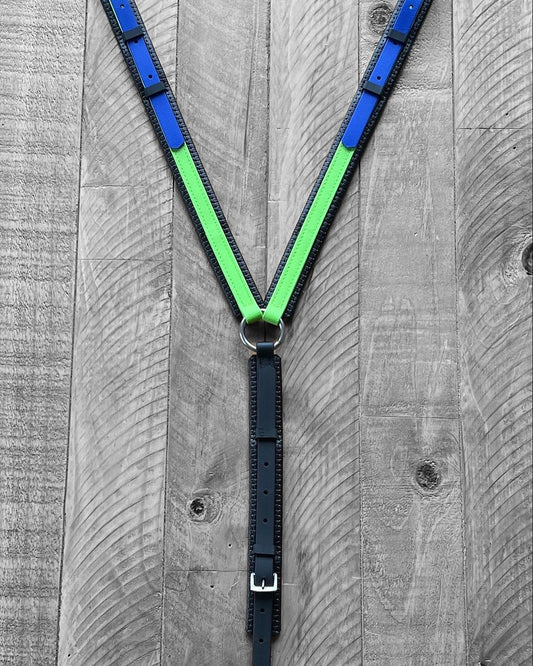 Padded Breastplate - Apple Green & Royal Blue