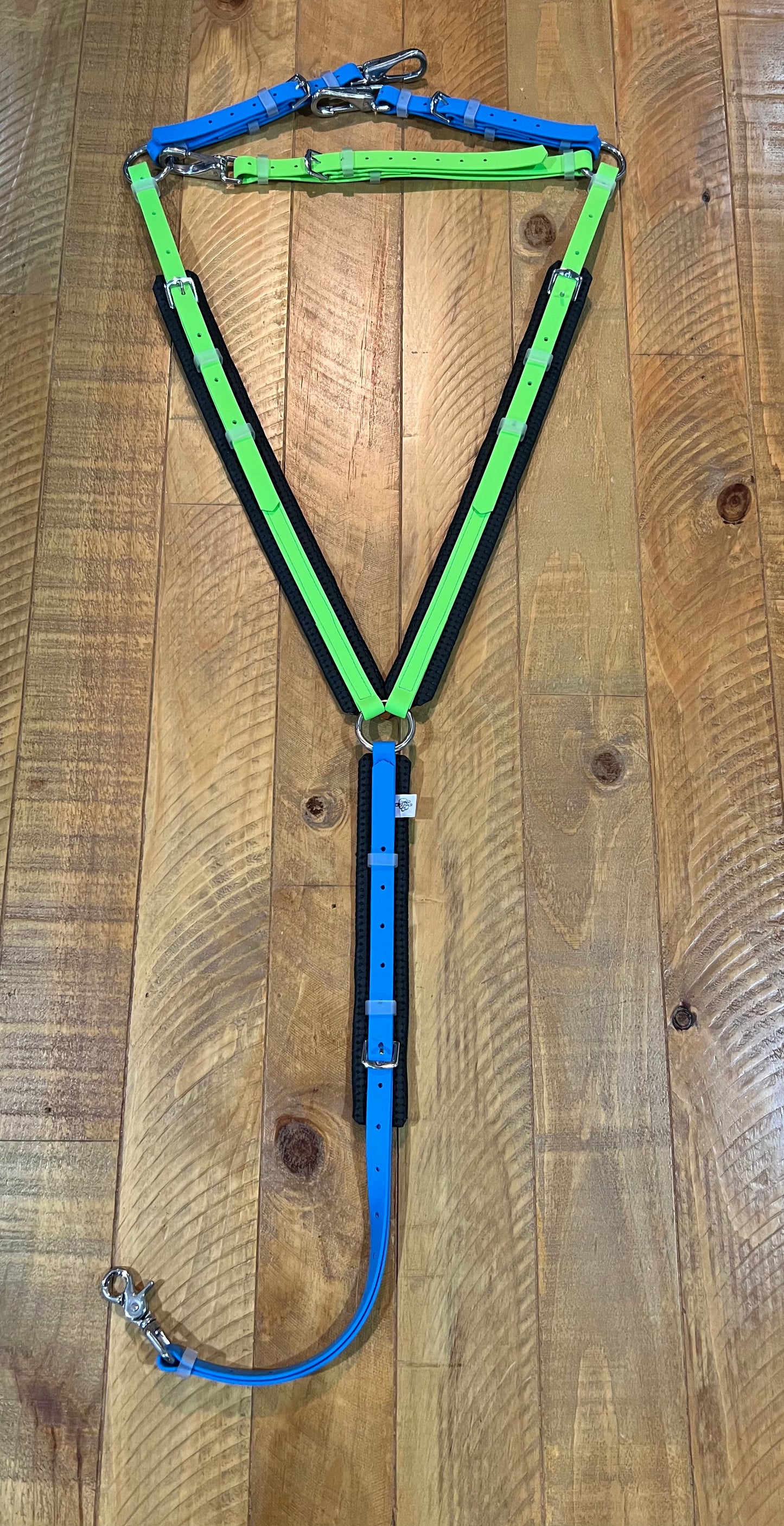 Padded Breastplate - Apple Green & Cyan Blue