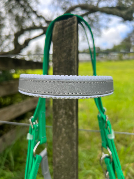 LS Deux Bridle - Padded Emerald Green, Silver & White Padding