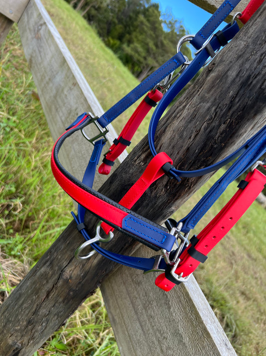 LS Enduro Bridle - Navy Blue & Red