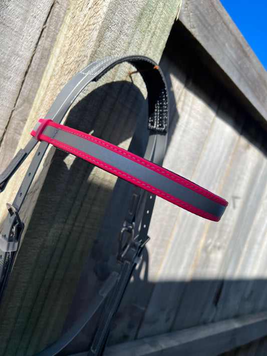 Reflective Race Bridle - Reflective Pink & Silver