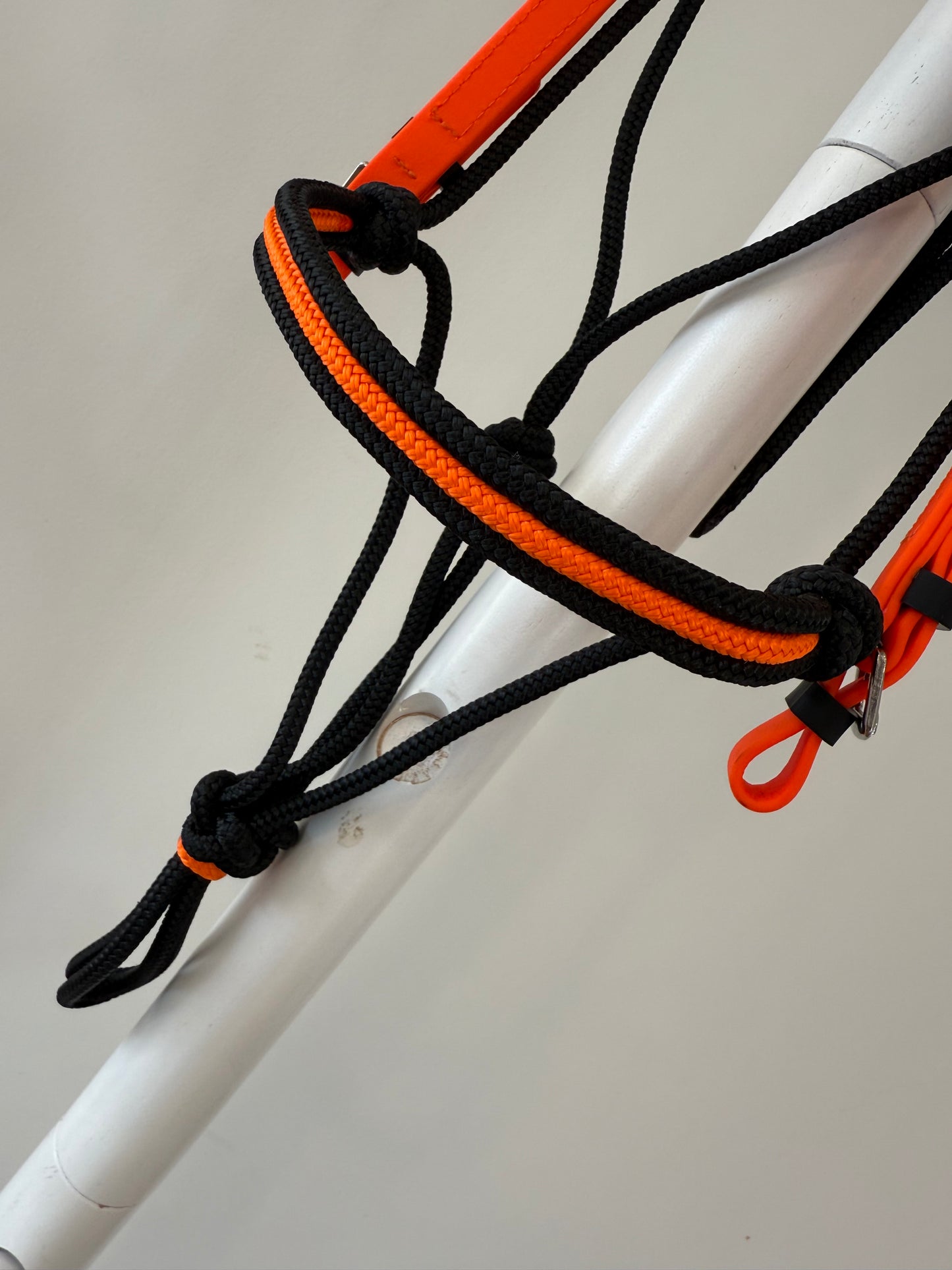 LS Deux Rope Halter Bridle - Orange & Black