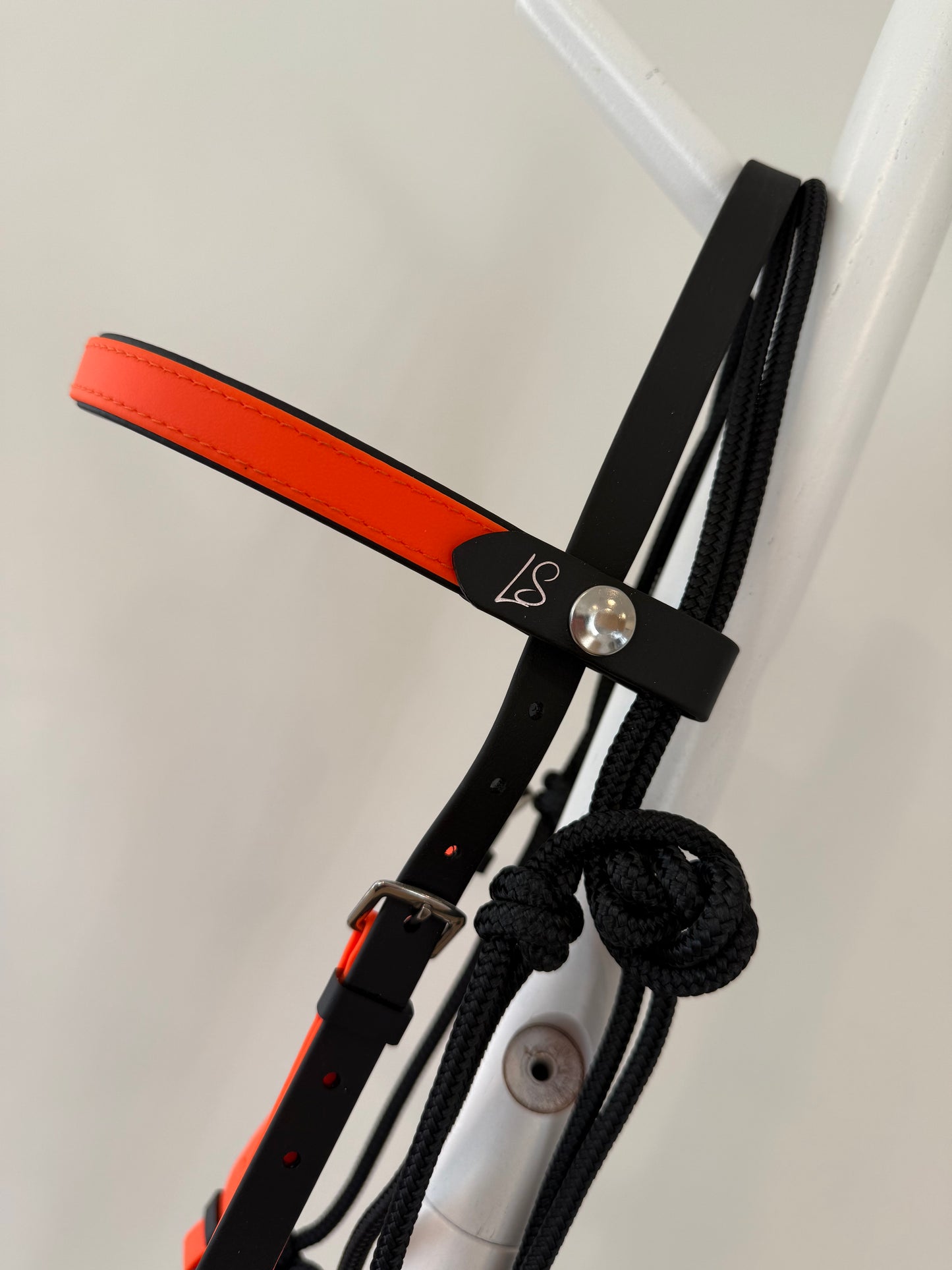 LS Deux Rope Halter Bridle - Orange & Black