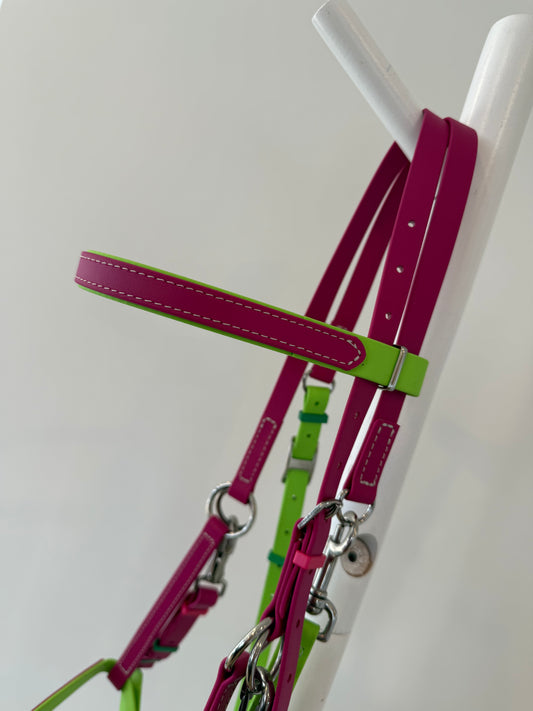 LS Enduro Bridle - Magenta & Apple Green