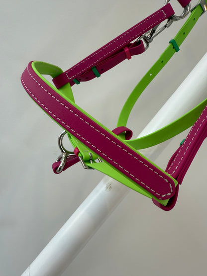 LS Enduro Bridle - Magenta & Apple Green