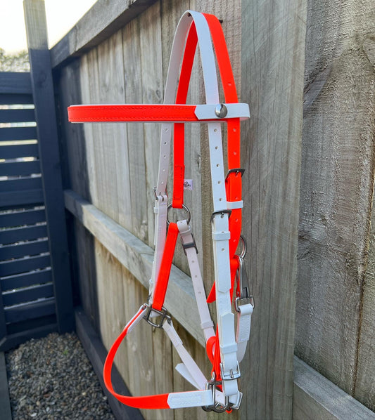 LS Deux Bridle - Fluro Orange & White