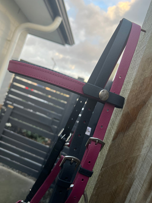 LS Deux Bridle - Padded Maroon & Black