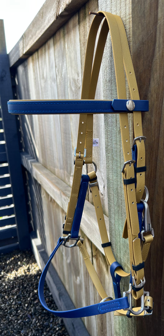 LS Deux Bridle - Gold & Navy Blue