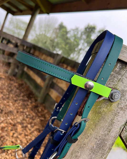 LS Deux Bridle - Navy, Hunter Green & Apple Green